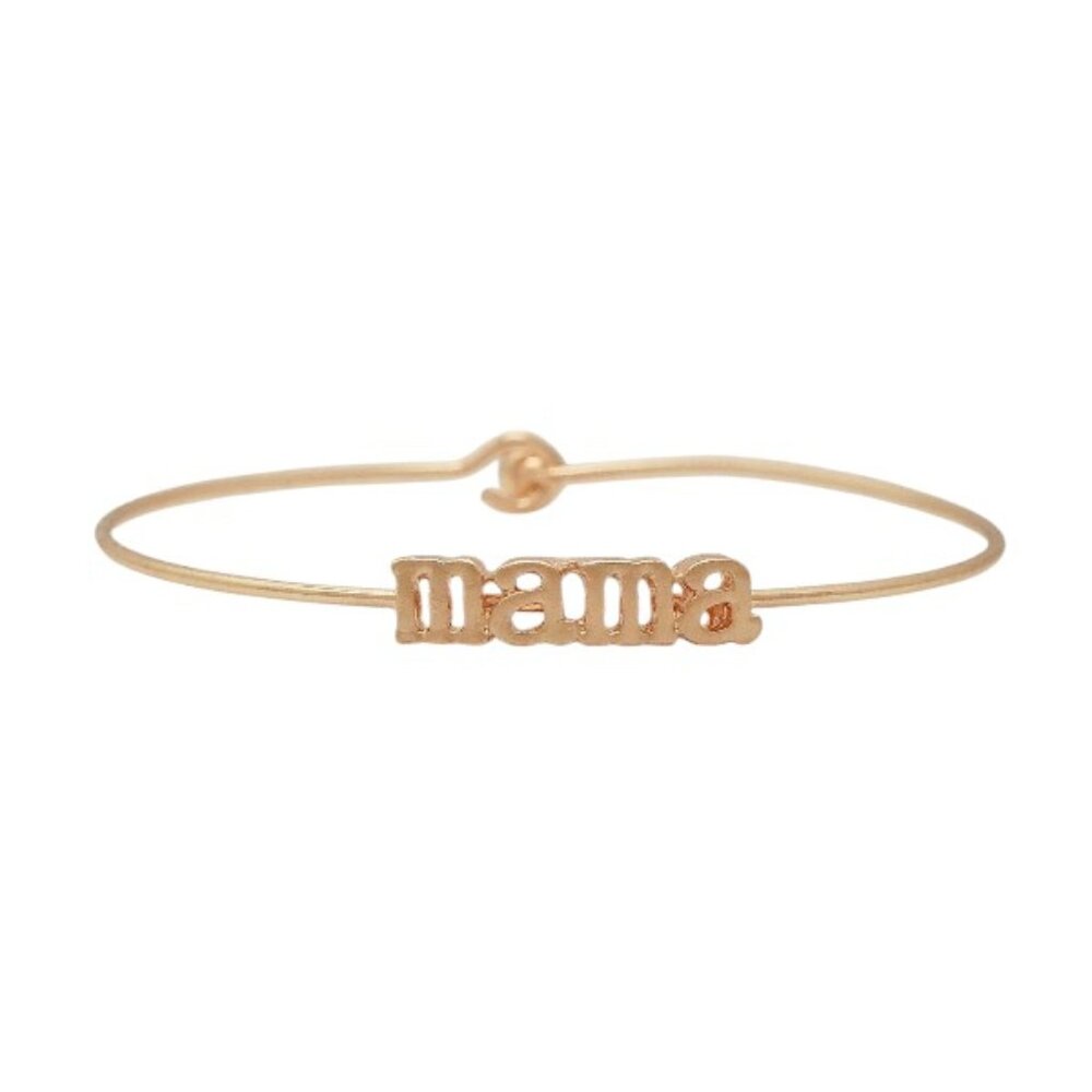 Rose Gold Mama Inspirational Message Stencil Wire Hook Clasp Bangle Bracelet